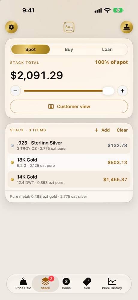 The Stack: three pieces and the total